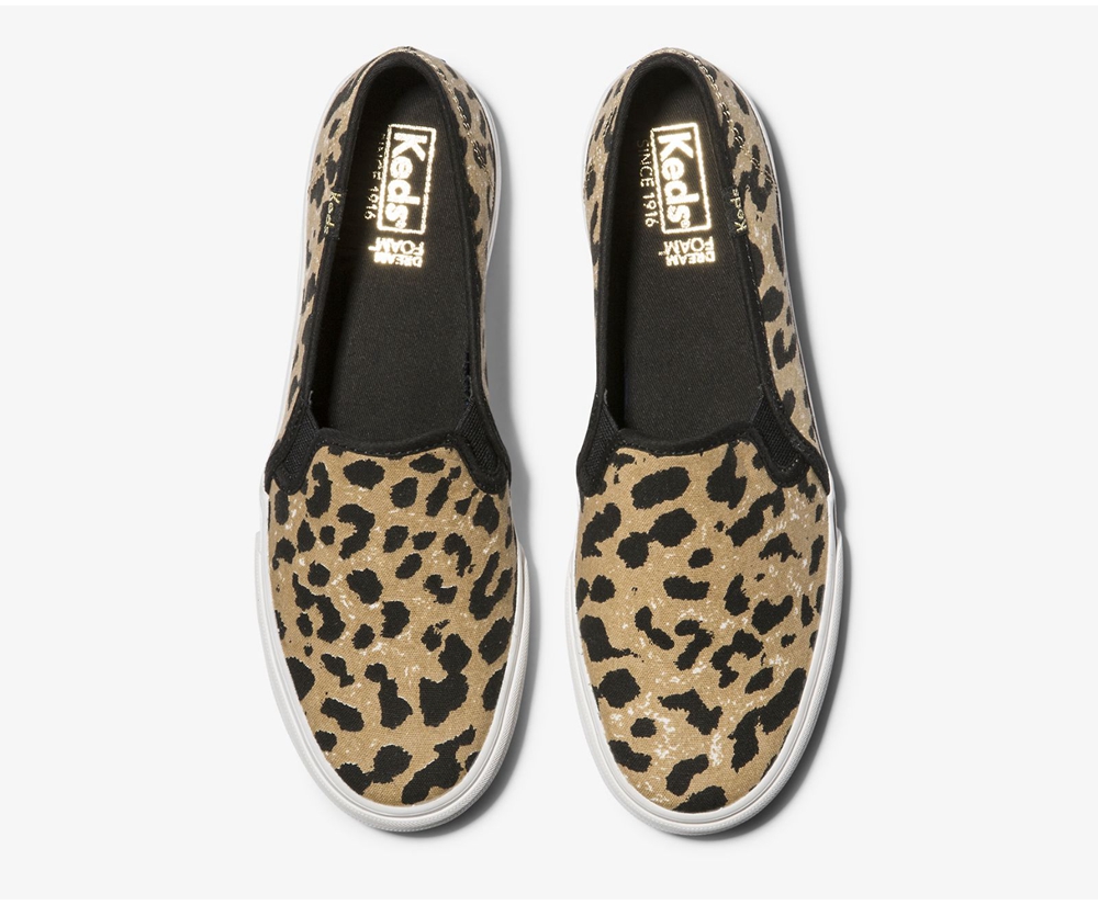 Keds Slip Ons Damen Braun - Double Decker Leopard - ZRD-316754